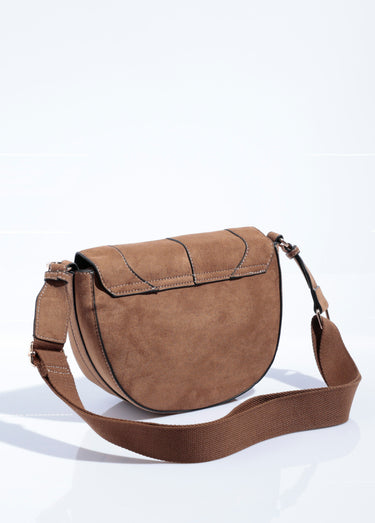 Sac à main demi lune suédine et fourrure Sable