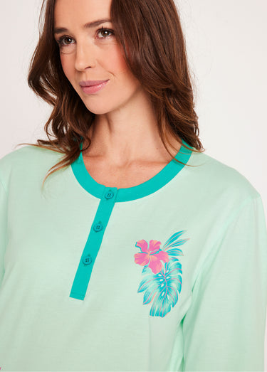 Pyjama boutonné coton motif exotique Imprime Tropical