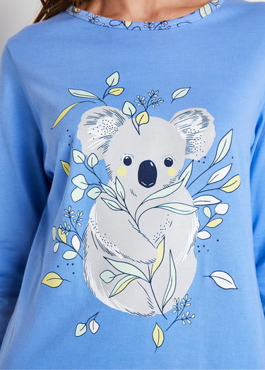 Pyjama coton imprimé motif koala Bleu