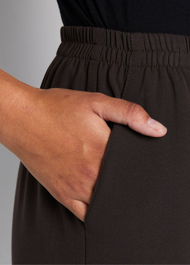 Pantalon droit taille semi-élastiquée Marron