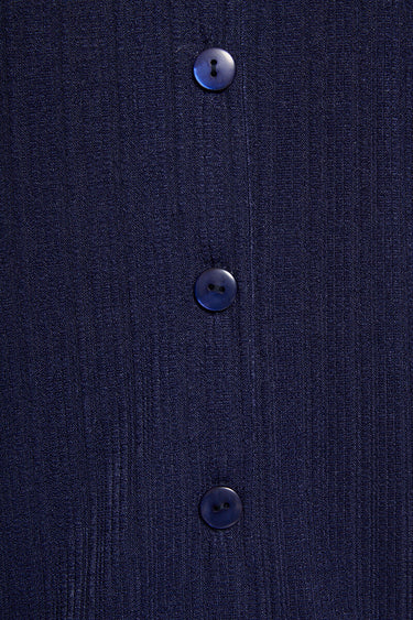 Veste légère col chemisier maille fantaisie Marine
