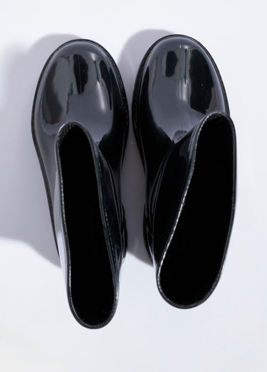 Bottines de pluie unies, semelle crantée Noir