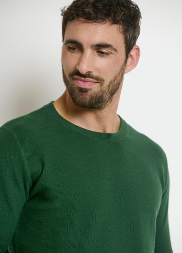 Pull col rond maille piquée fantaisie Vert