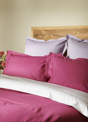 Taie d'oreiller unie percale de coton Vieux Rose