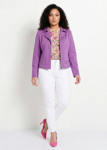 Veste courte zippée droite maille milano Violet