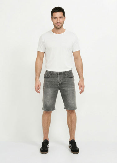 Short en toile denim délavée Gris
