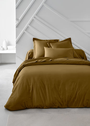 Housse de couette coton uni Bronze