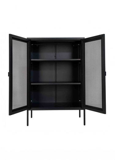 Vitrine bois manguier, 2 portes grillage Noir