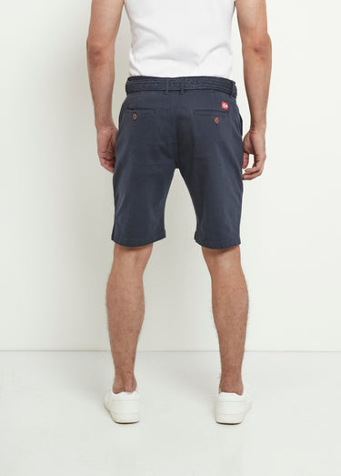 Bermuda court à revers avec ceinture Marine