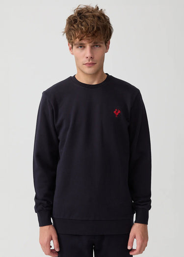 Sweat shirt en molleton avec col rond Bleu Marine