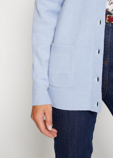 Gilet boutonné mi long col tailleur Bleu Grise