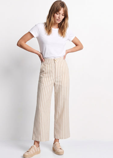 Pantalon large, rayures  métallisées Beige/Ecru