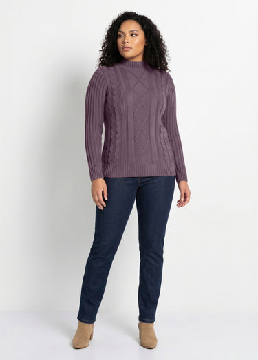 Pull chaud style irlandais col montant Violine