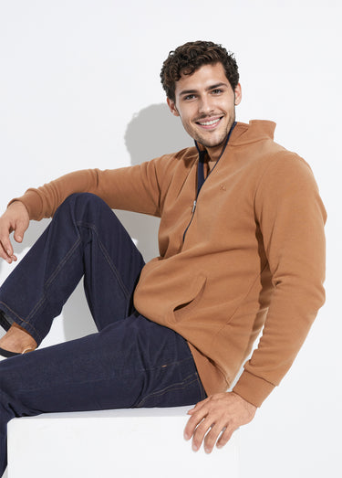 Gilet zippé doux en maille, col montant Beige