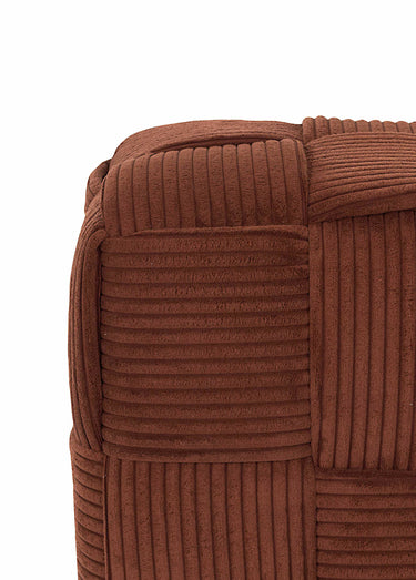 Pouf tressé en velours cotelé 1B Terracotta
