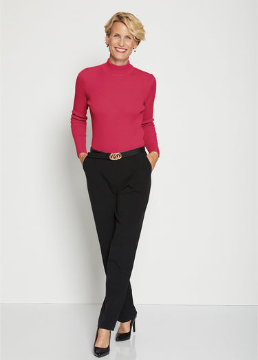 Pull col montant avec laine mérinos Framboise