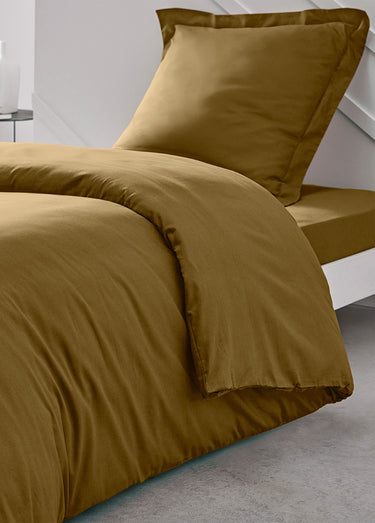 Housse de couette coton uni Bronze