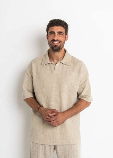 Polo en maille avec col à pointes Beige