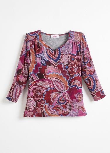 T-shirt court manches 3/4 imprimé façon cachemire Imprime/Rose