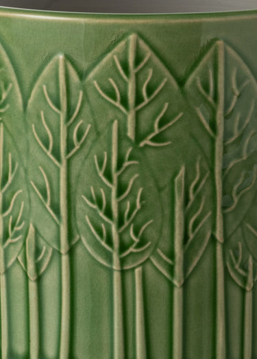 Cache-pot céramique motif arbres Vert
