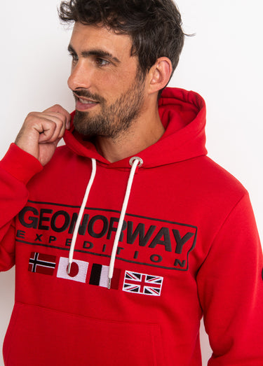 Sweat à capuche drapeaux poche kangourou Rouge