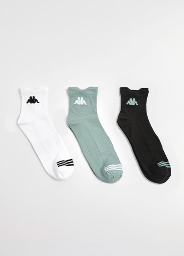 Lot de 3 Chaussettes sport, assorti Vert/Blanc/Noir
