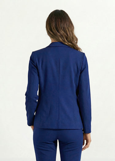 Veste droite boutonnée maille milano unie Bleu Marine