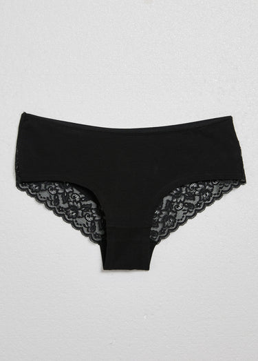 Shorty en coton avec dos dentelle Noir