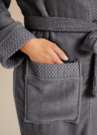 Peignoir éponge pur coton forme kimono Anthracite