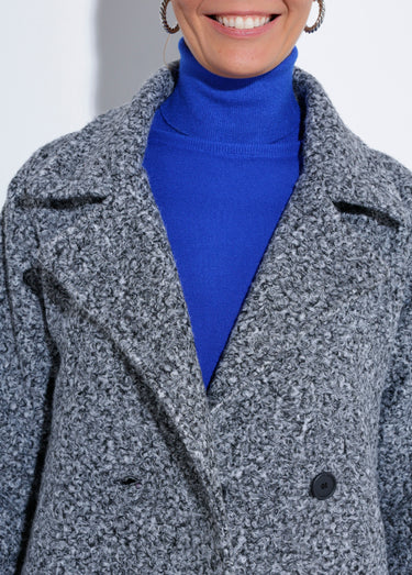 Caban long uni façon laine bouclée Gris Chine