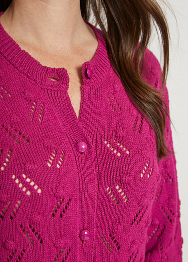 Gilet cardigan boutonné court maille boules Cassis