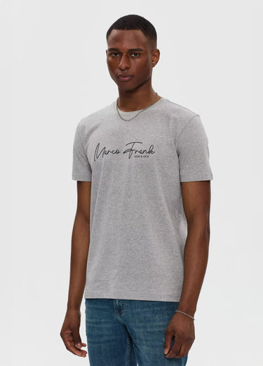 T-shirt col rond à message signature Gris