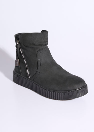 Boots suédées avec semelle compensée Noir