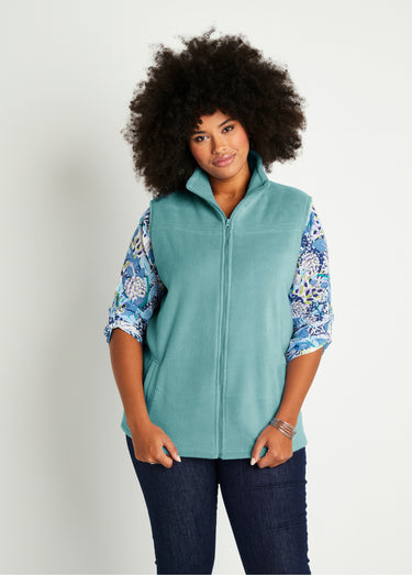 Blouson zippé sans manches polaire Vert Menthe