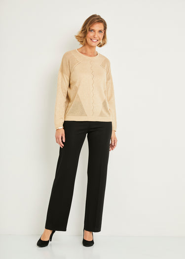 Pull fin court ajouré irisé manches longues Dore