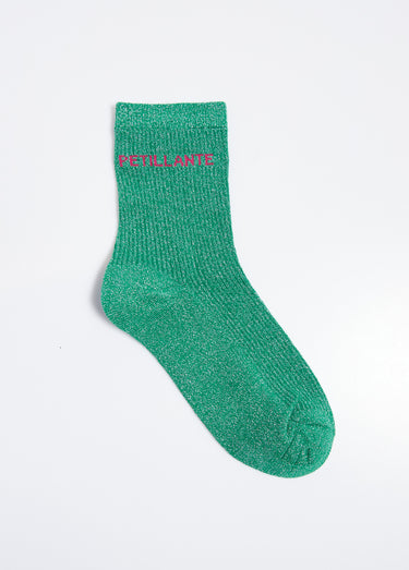 Chaussettes fil métallisé message PÉTILLANTE Vert