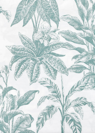 Parure de lit 4 pièces percale avec drap plat, palmeraie Imprime/Bleu
