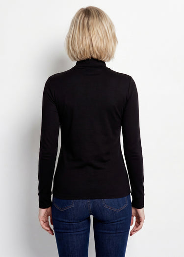 Sous-pull chaud col roulé maille interlock unie Noir