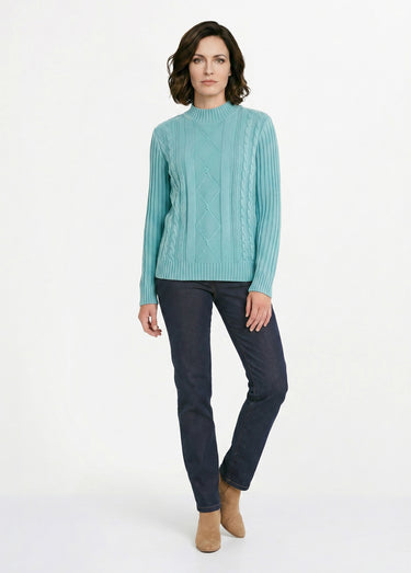 Pull chaud style irlandais col montant Vert