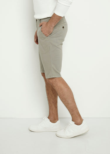 Bermuda en toile de coton extensible Gris Clair