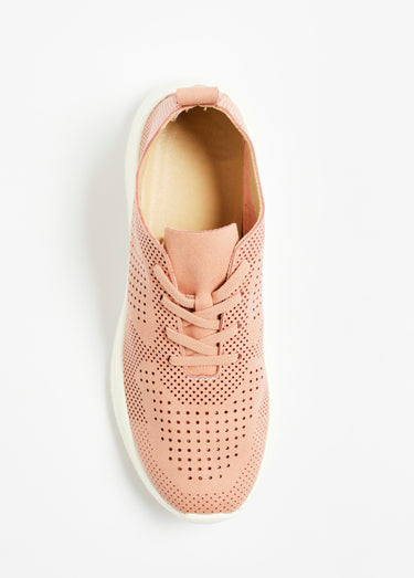 Baskets perforées aspect suédine avec lacets Rose