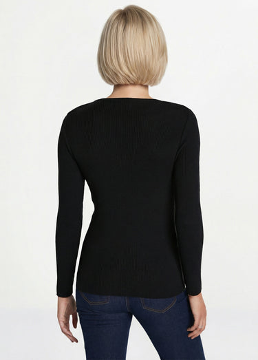 Pull chaud col rond laine mérinos Noir
