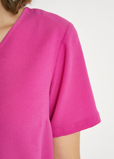 Tunique ample mi-longue en tissu crêpe Uni Fuchsia