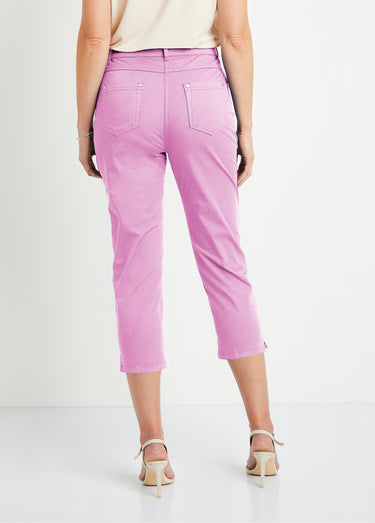 Pantacourt taille élastiquée 5 poches Lilas