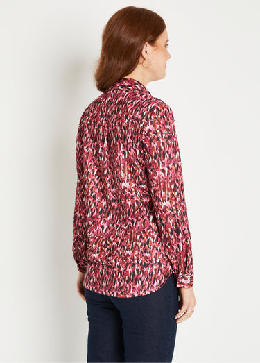 Chemisier boutonné long maille chaude graphique Rose