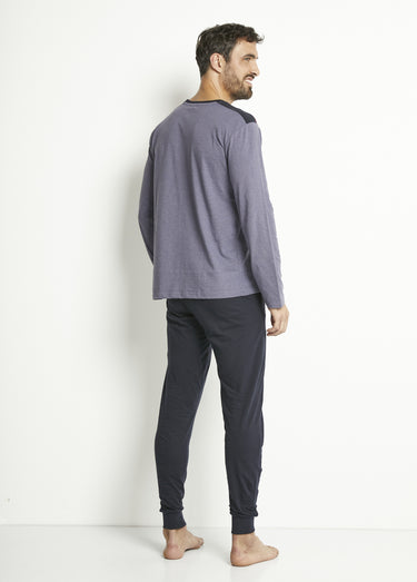 Pyjama manches longues rayures Marine