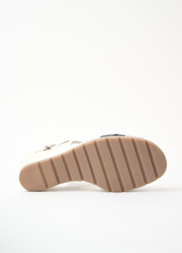 Sandales cuir largeur confort Marine/Argent