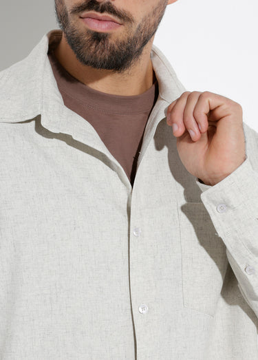 Chemise chiné clair manches longues Beige