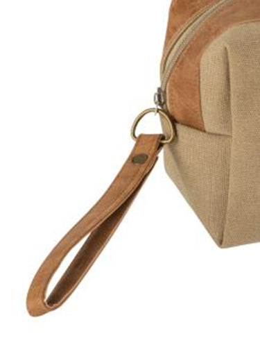 Trousse de toilette zippée mixte tissu Beige