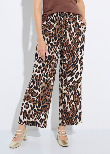 Pantalon fluide élastiqué motif animalier Leopard